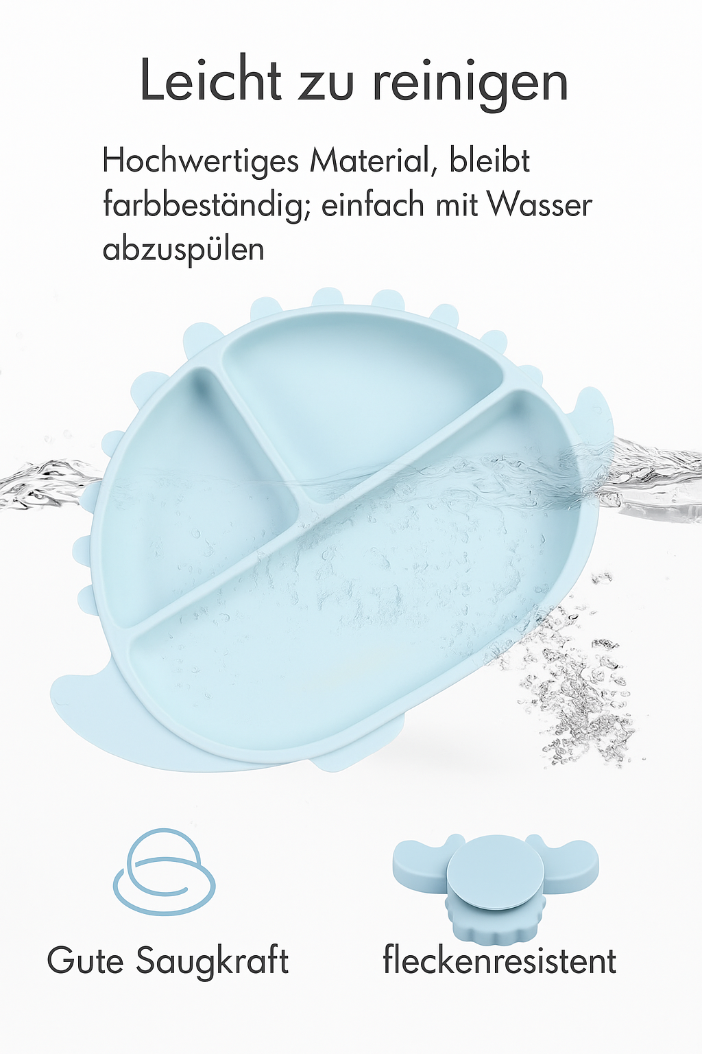 DINO Babygeschirr 9er Set – aus Silikon mit Saugnapf
