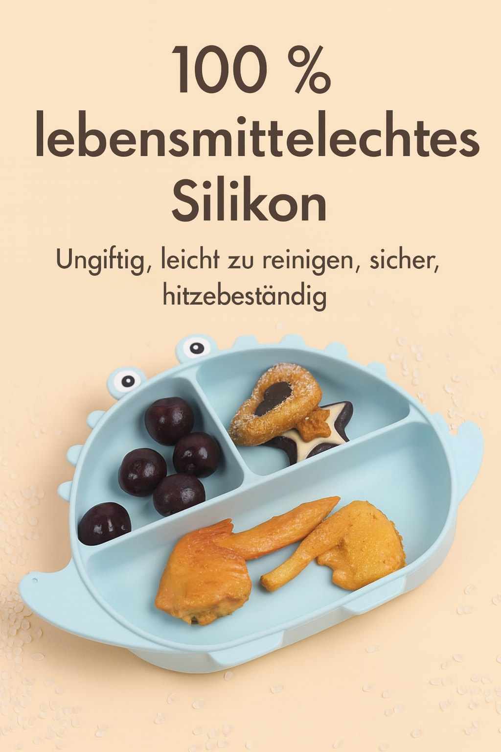 DINO Babygeschirr 9er Set – aus Silikon mit Saugnapf