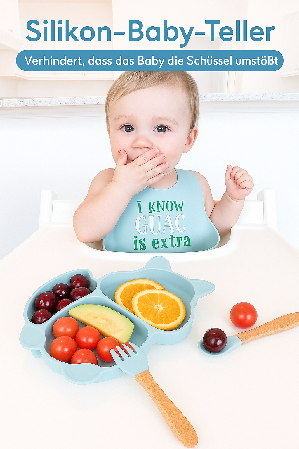 EICHHÖRNCHEN Babygeschirr 9er Set – aus Silikon mit Saugnapf