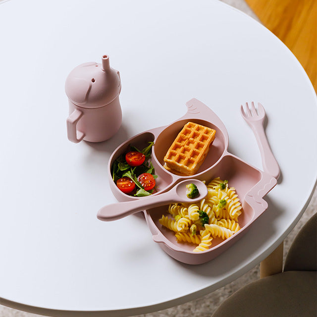 ELEFANT Babygeschirr 9er Set – aus Silikon mit Saugnapf