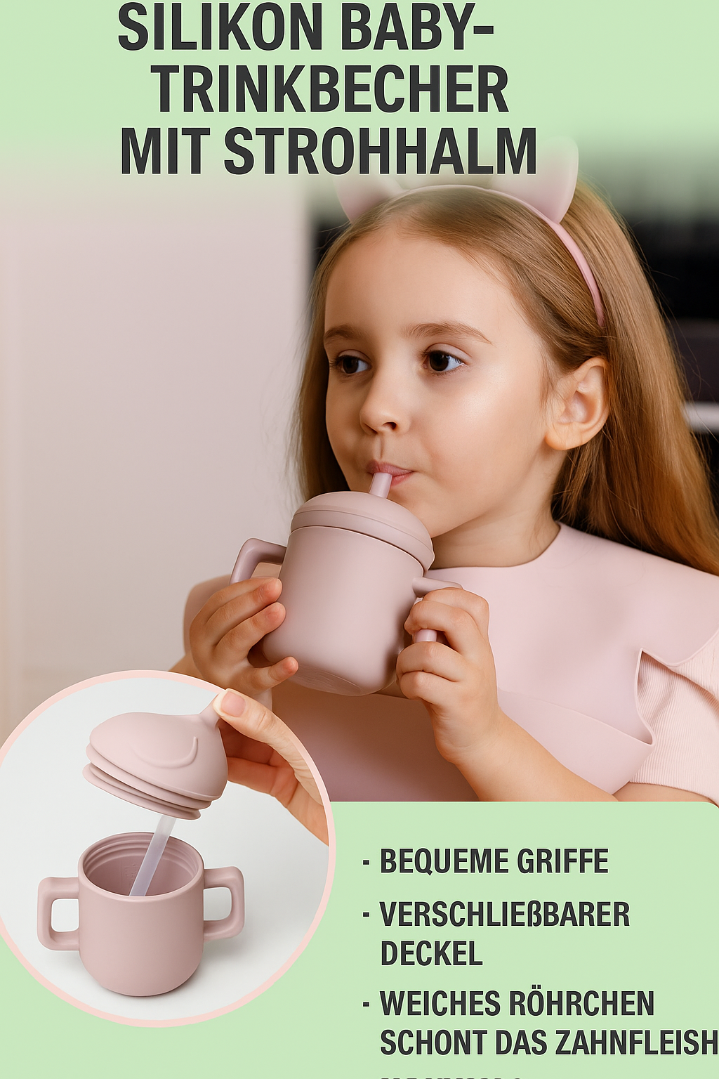 ELEFANT Babygeschirr 9er Set – aus Silikon mit Saugnapf