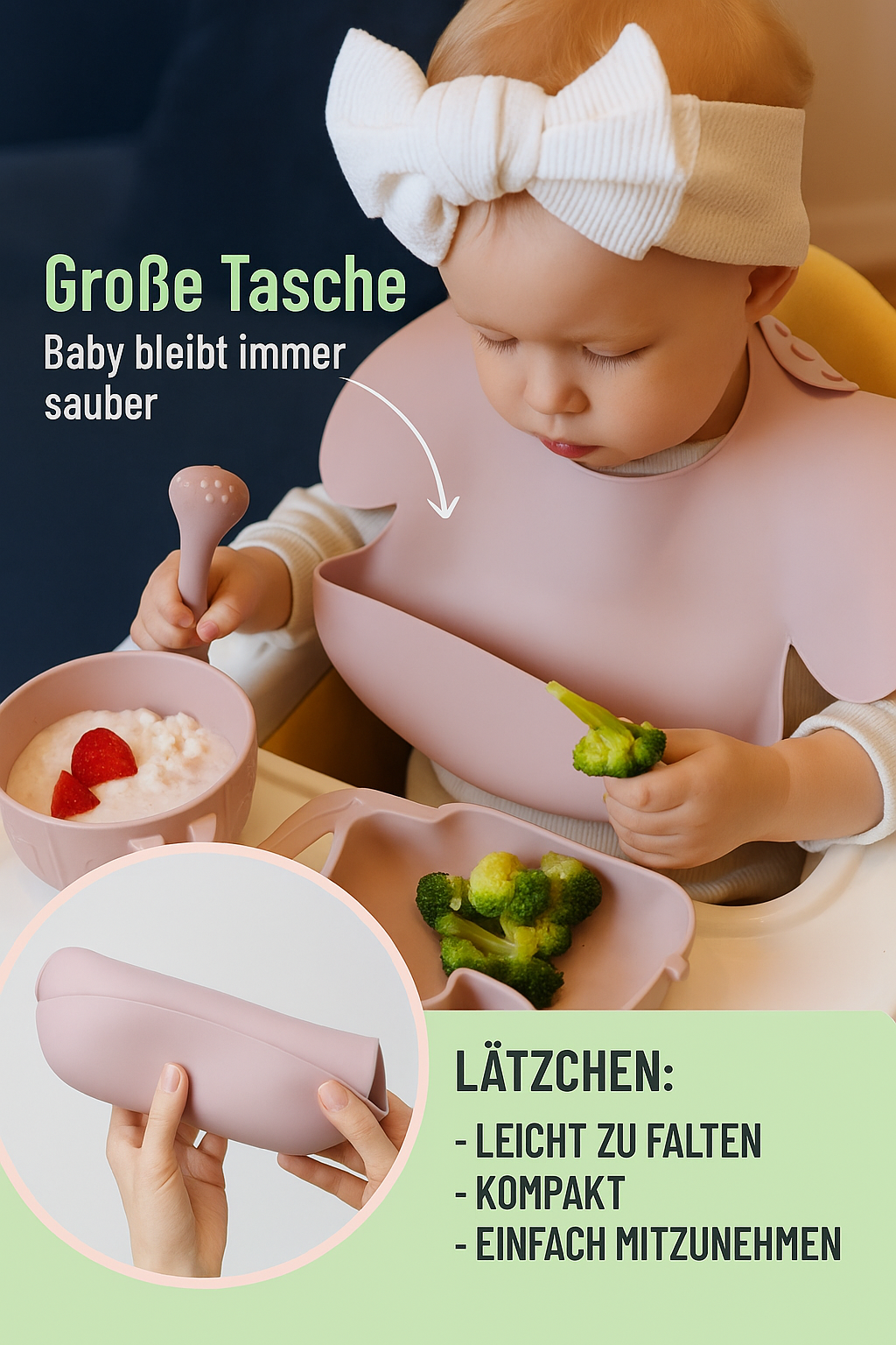 ELEFANT Babygeschirr 9er Set – aus Silikon mit Saugnapf