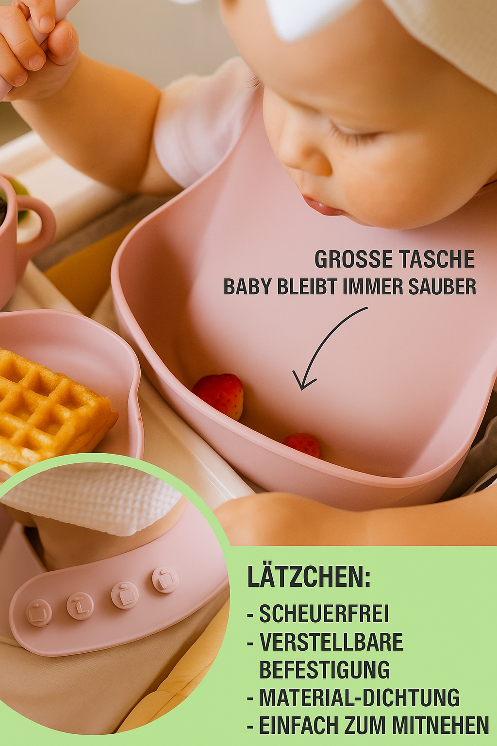 HASE Babygeschirr 9er Set – aus Silikon mit Saugnapf