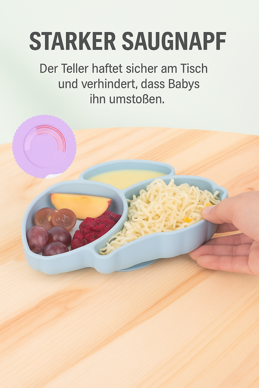 HASE Babygeschirr 9er Set – aus Silikon mit Saugnapf