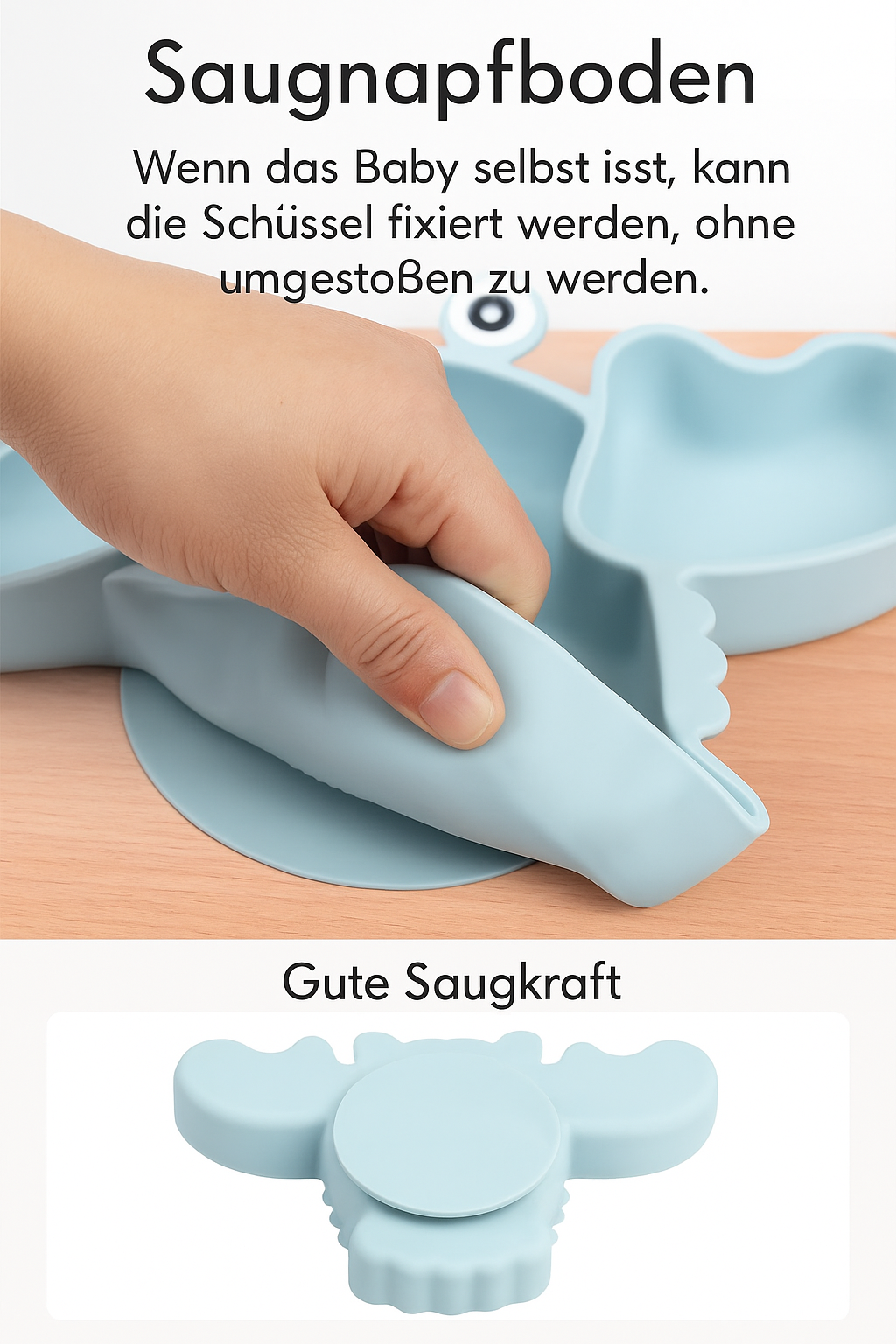 HUMMER Babygeschirr 9er Set – aus Silikon mit Saugnapf