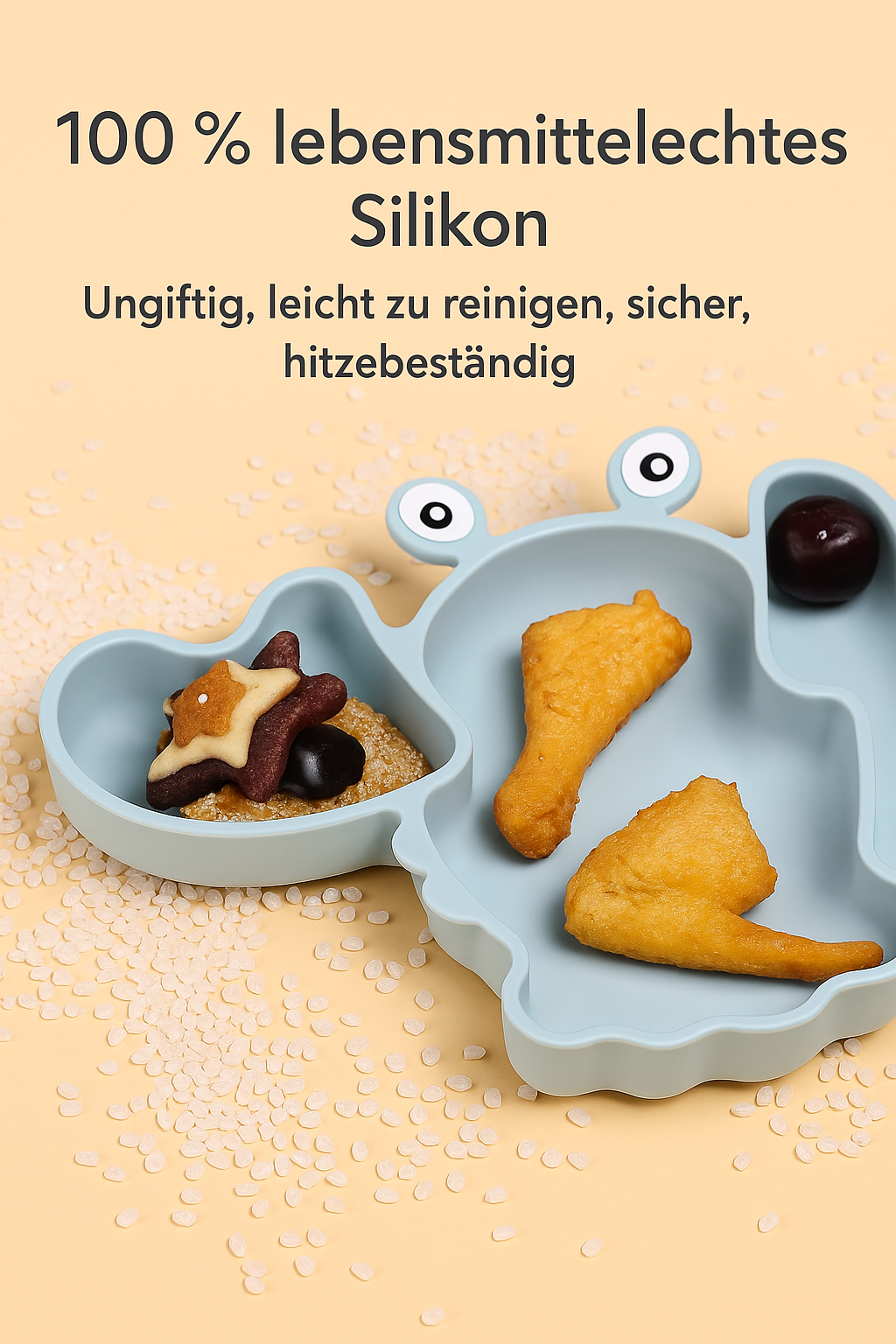 HUMMER Babygeschirr 9er Set – aus Silikon mit Saugnapf