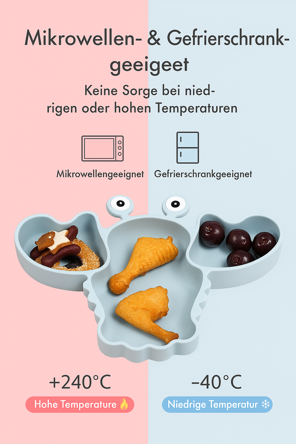HUMMER Babygeschirr 9er Set – aus Silikon mit Saugnapf