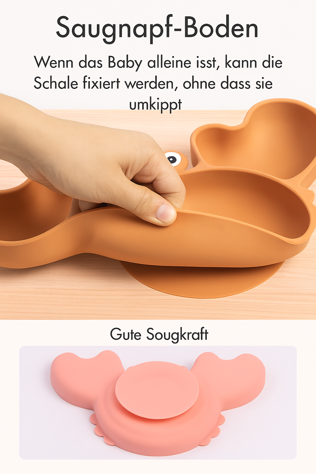 KRABBE Babygeschirr 9er Set – aus Silikon mit Saugnapf