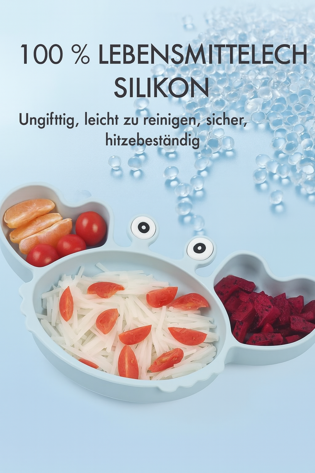 KRABBE Babygeschirr 9er Set – aus Silikon mit Saugnapf