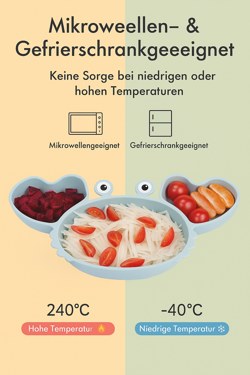 KRABBE Babygeschirr 9er Set – aus Silikon mit Saugnapf