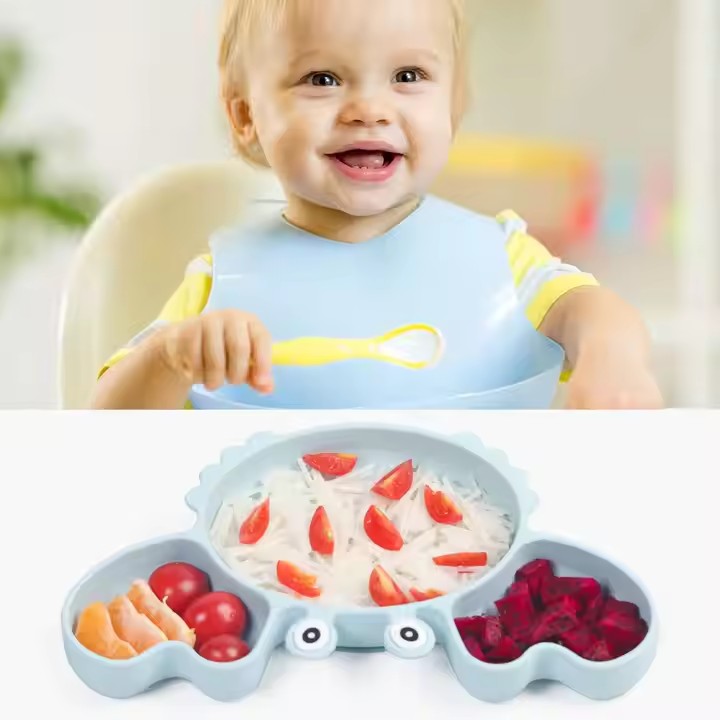 KRABBE Babygeschirr 9er Set – aus Silikon mit Saugnapf