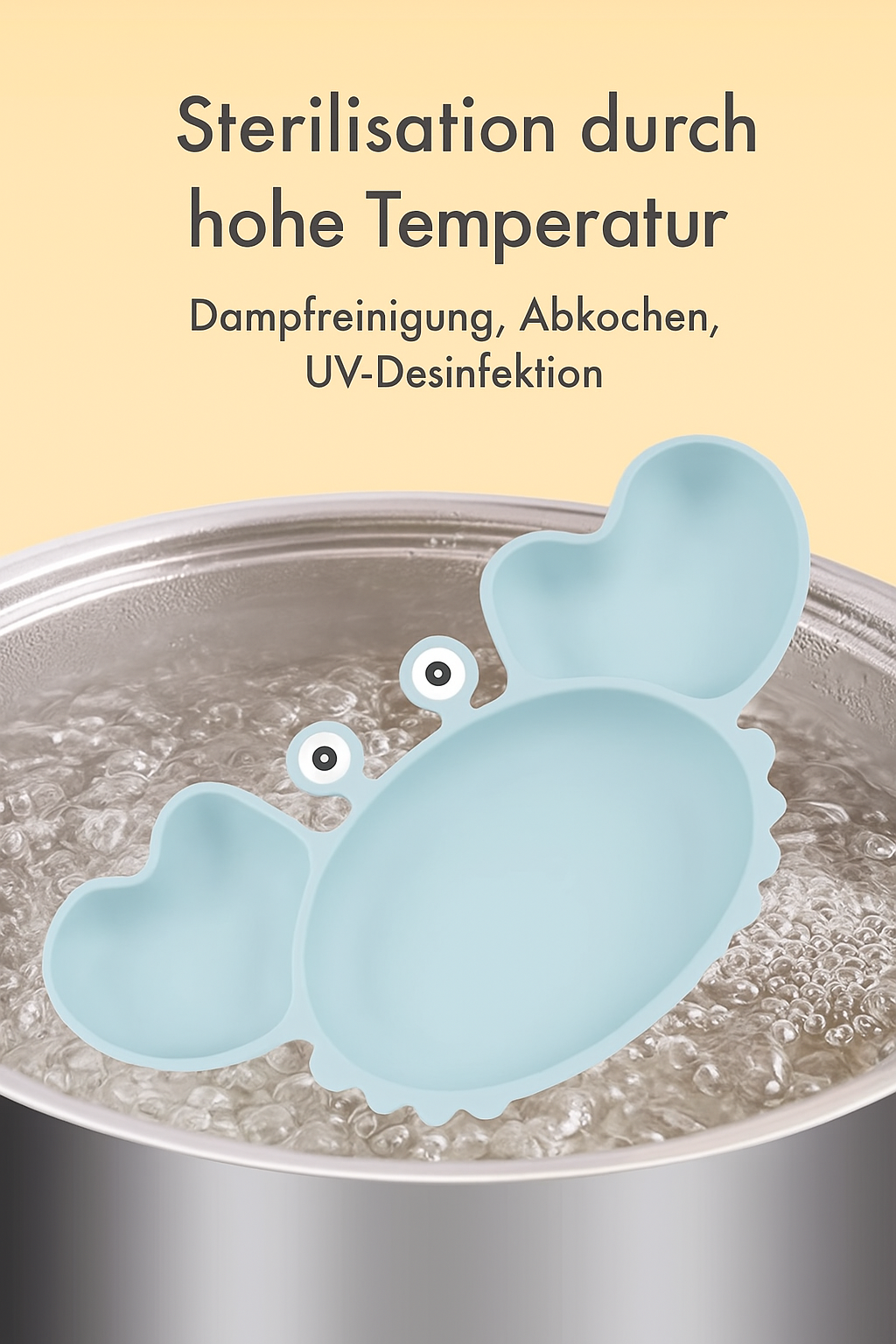 KRABBE Babygeschirr 9er Set – aus Silikon mit Saugnapf