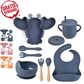 Babygeschirr 9er Set – aus Silikon mit Saugnapf