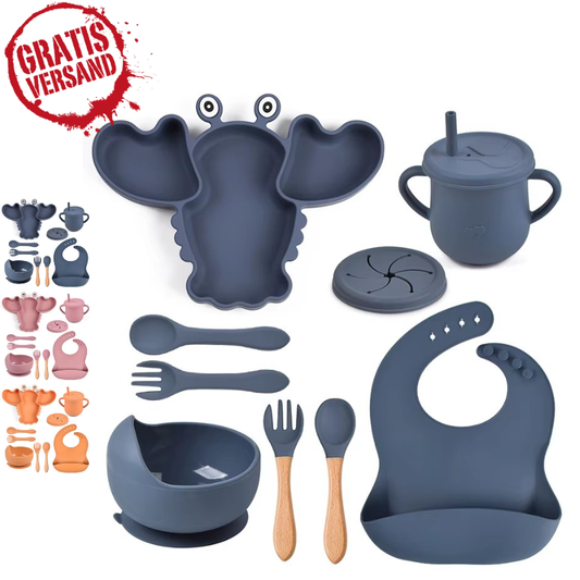 HUMMER Service de vaisselle bébé 9 pièces – en silicone avec ventouse