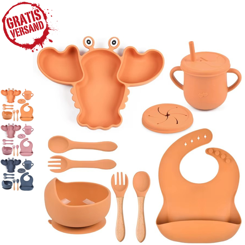 Babygeschirr 9er Set – aus Silikon mit Saugnapf