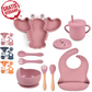 Babygeschirr 9er Set – aus Silikon mit Saugnapf