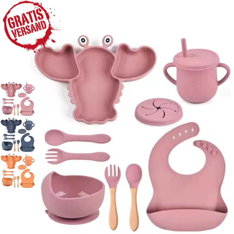 Babygeschirr 9er Set – aus Silikon mit Saugnapf