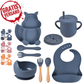 Babygeschirr 9er Set – aus Silikon mit Saugnapf