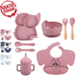 Babygeschirr 9er Set – aus Silikon mit Saugnapf