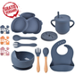 HASE Babygeschirr 9er Set – aus Silikon mit Saugnapf